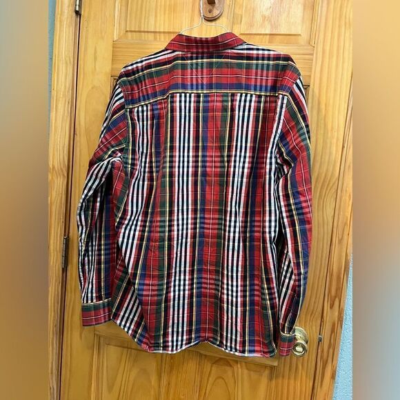 Tommy Hilfiger red multicolor plaid button down shirt size xl slim fit - Picture 4 of 5